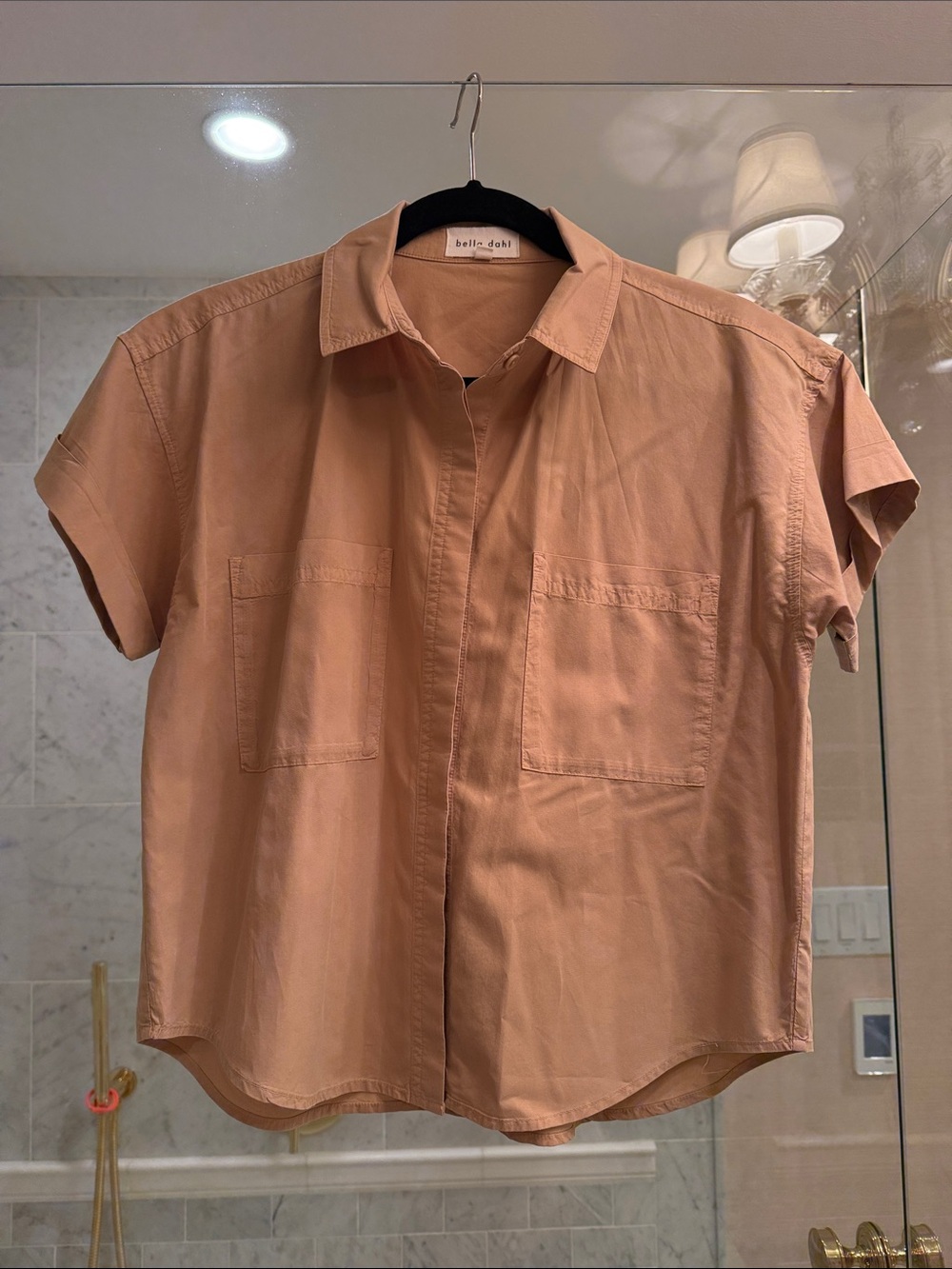 Bella Dahl tan crop button down